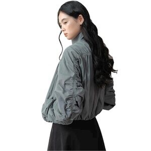 GO H2O Water Repellent Gray Women Bomber Run Windbreaker Lagenlook Pocketable 4X
